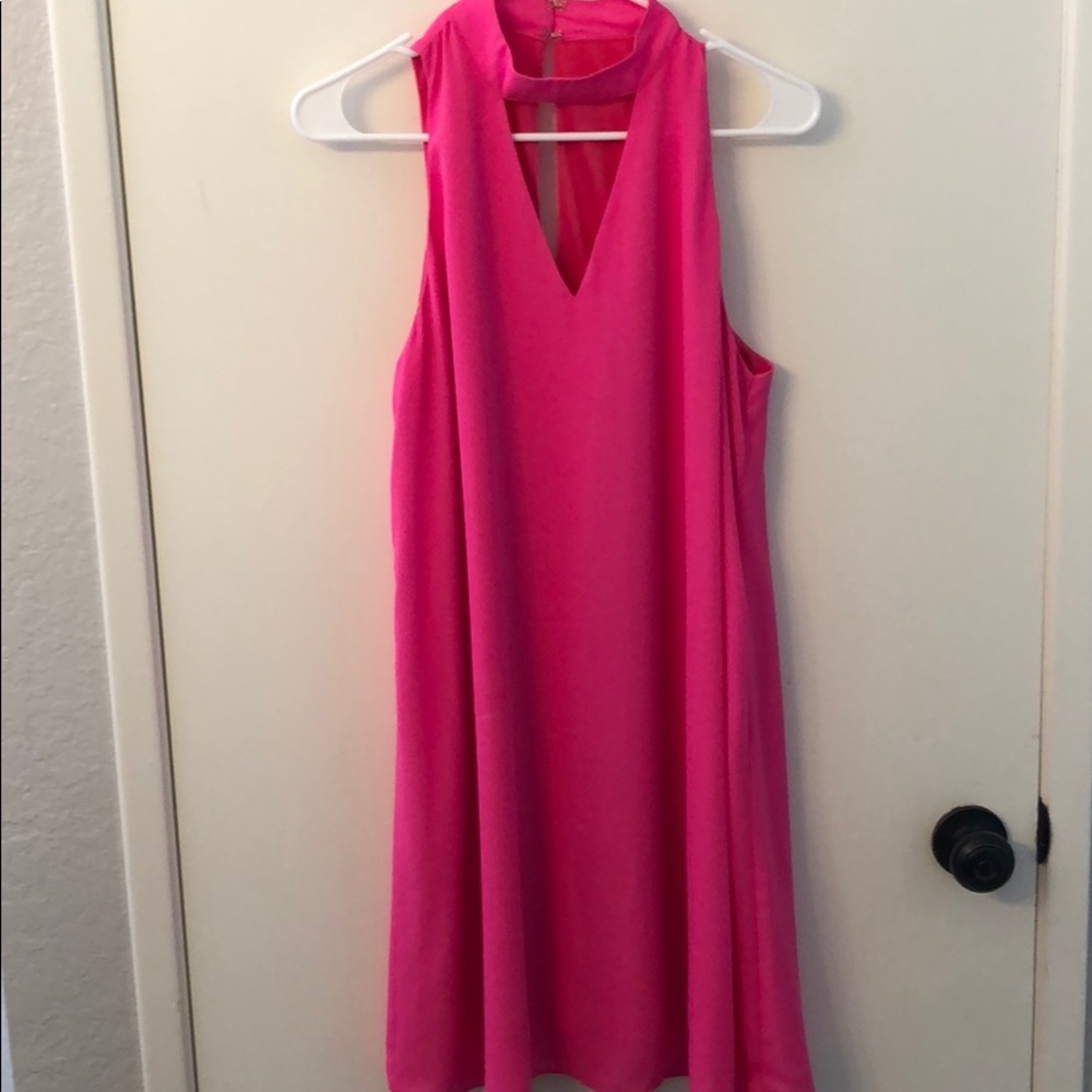 Hot pink mini dress